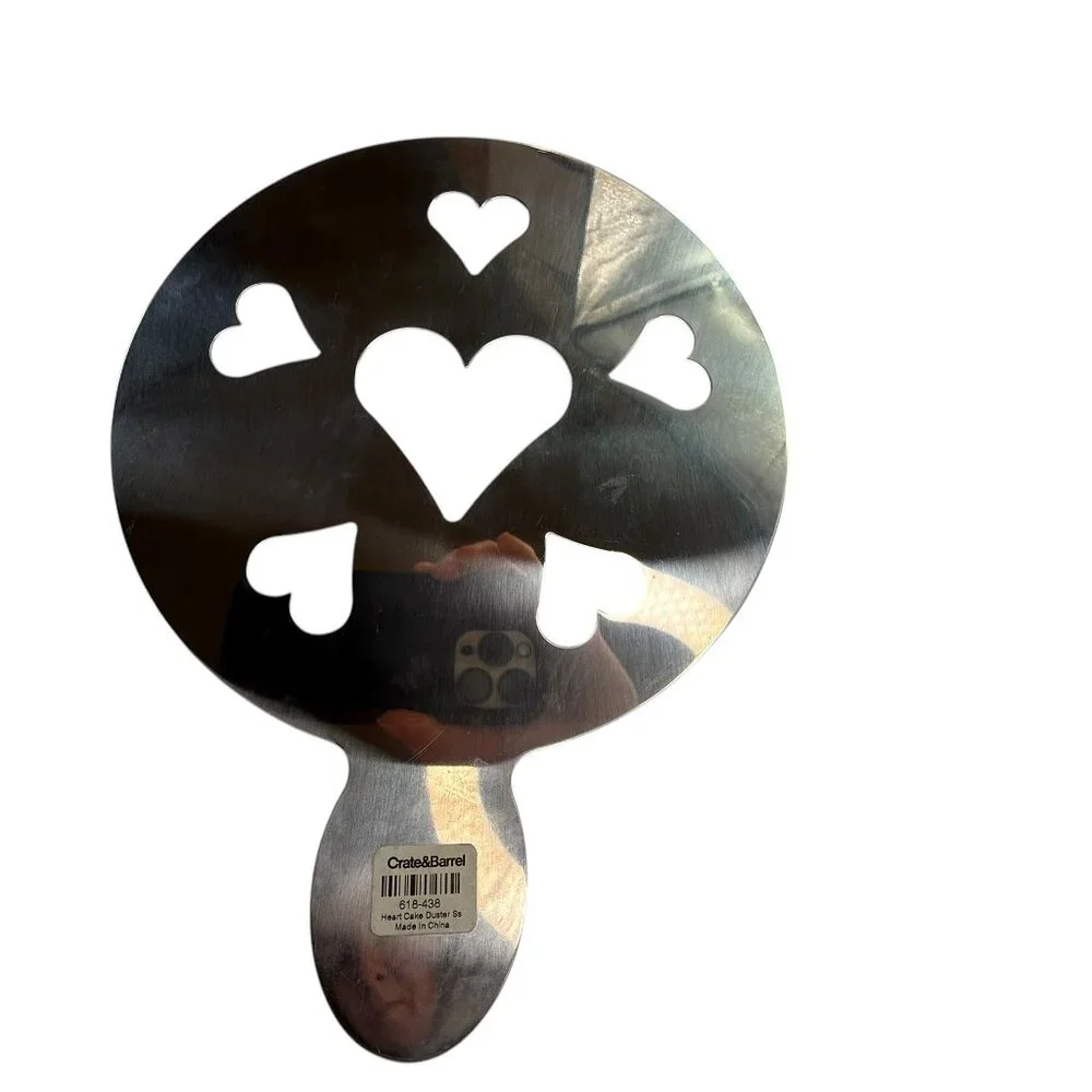 Crate and Barrel Cupcake / Cake Stencil, Stainless Steel. Hearts Valentine's Day